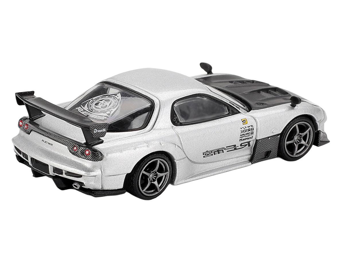 Mazda RX-7 RE-Amemiya Silver Metallic with Matt Black Hood Limited Edition 1/64 Diecast Model Car by Mini GT