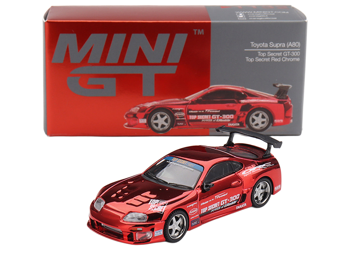 Toyota Supra (A80) Top Secret GT-300 RHD (Right Hand Drive) Red Chrome Limited Edition 1/64 Die Cast Model Car by Mini GT