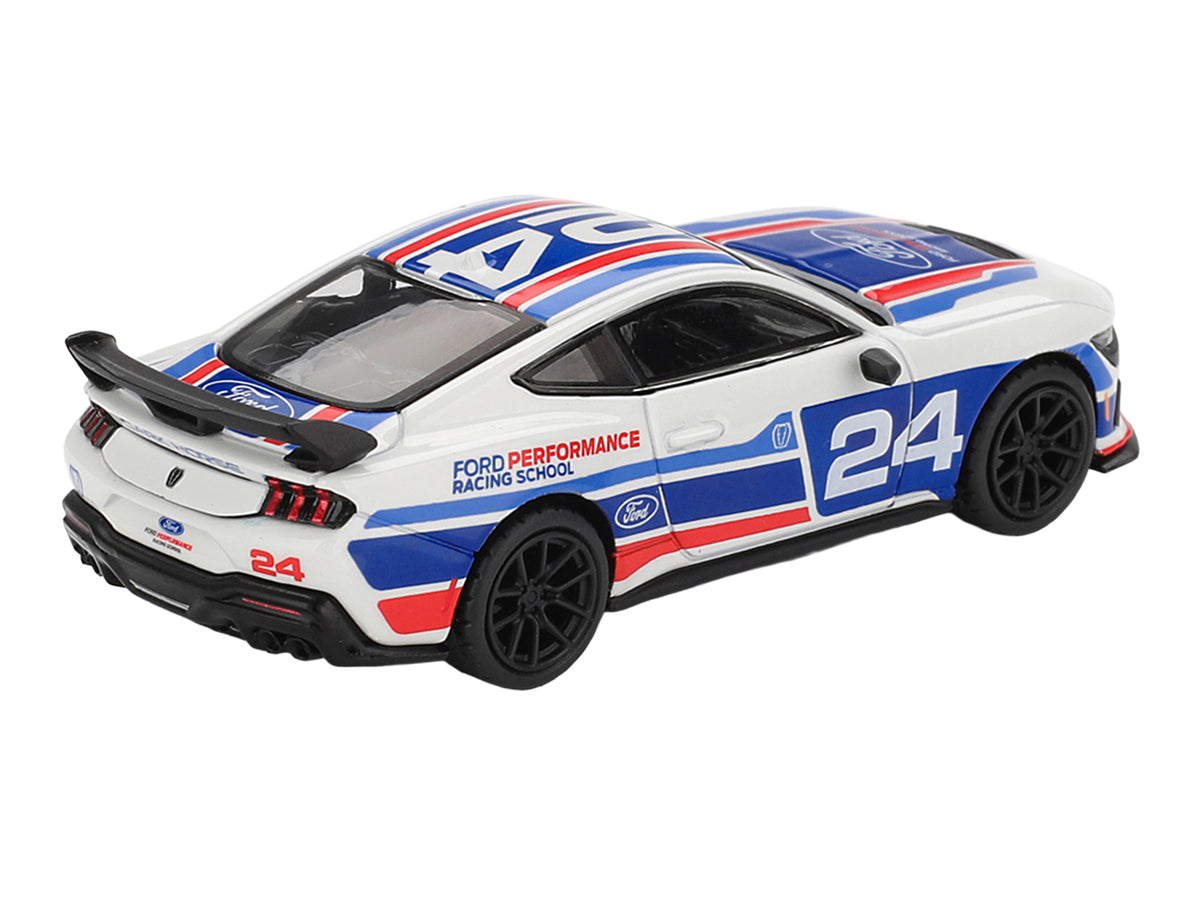 Ford Mustang Dark Horse #24 White Red Blue 1/64 Diecast Model Car - Mini GT