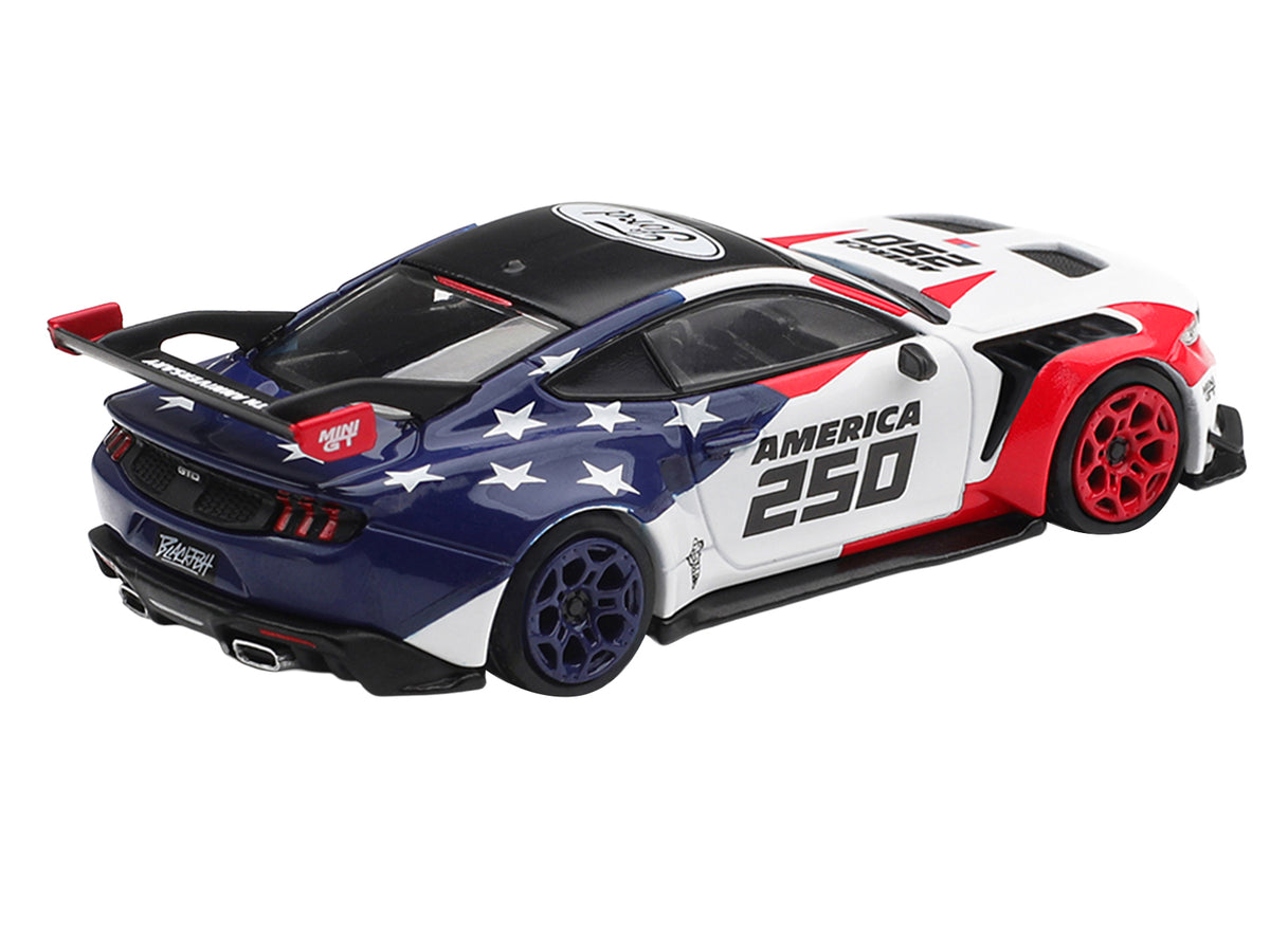 Ford Mustang GTD White American Flag Graphics 1/64 Diecast Model Car - Mini GT