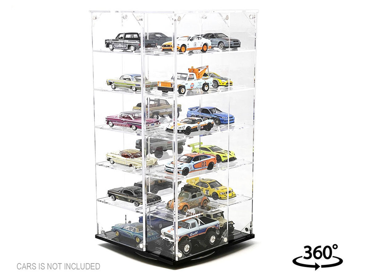 Acrylitower Showcase 24 Car Display Desktop Spinner with Cover Clear "Mijo Exclusives" for 1/64 Scale Models