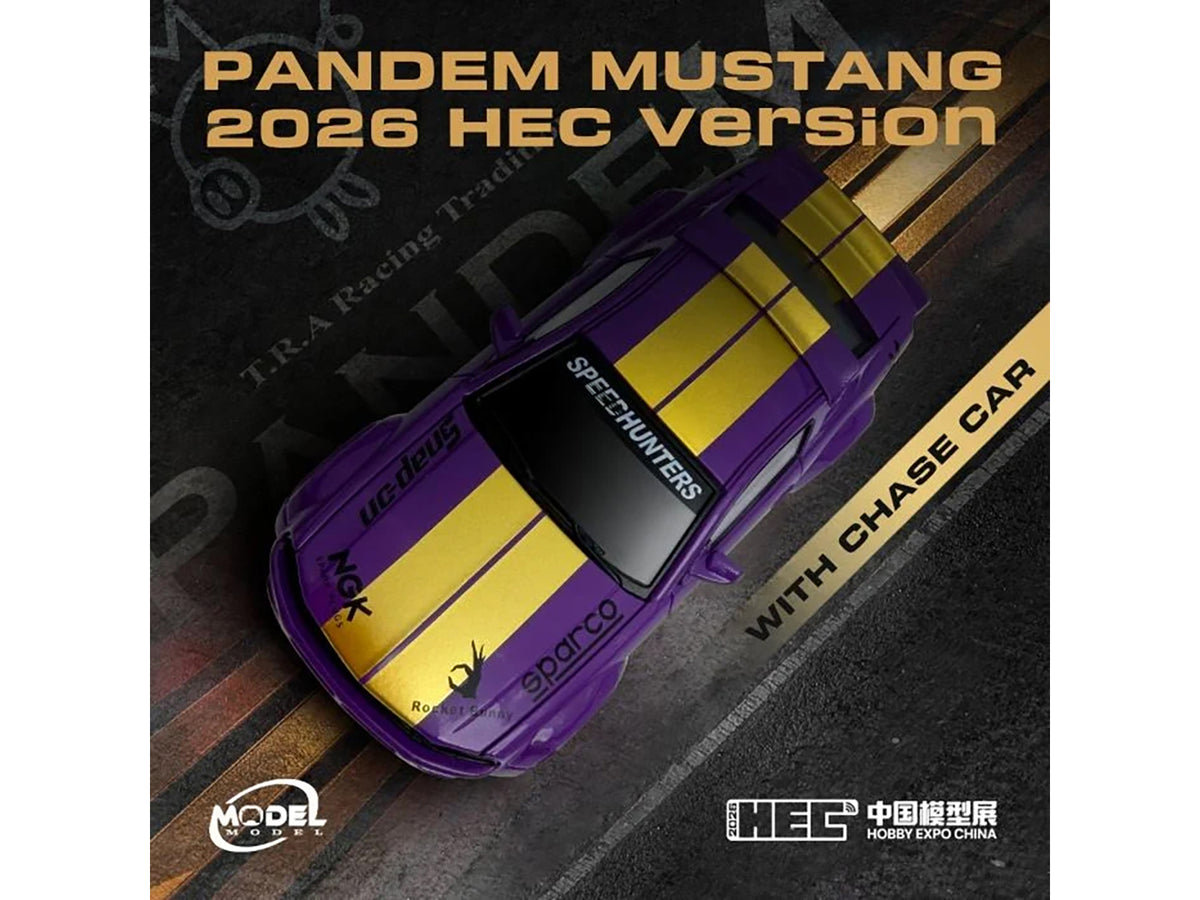 Pandem Mustang "SpeedHunters" Purple Metallic with Yellow Stripes 1/64 Diecast