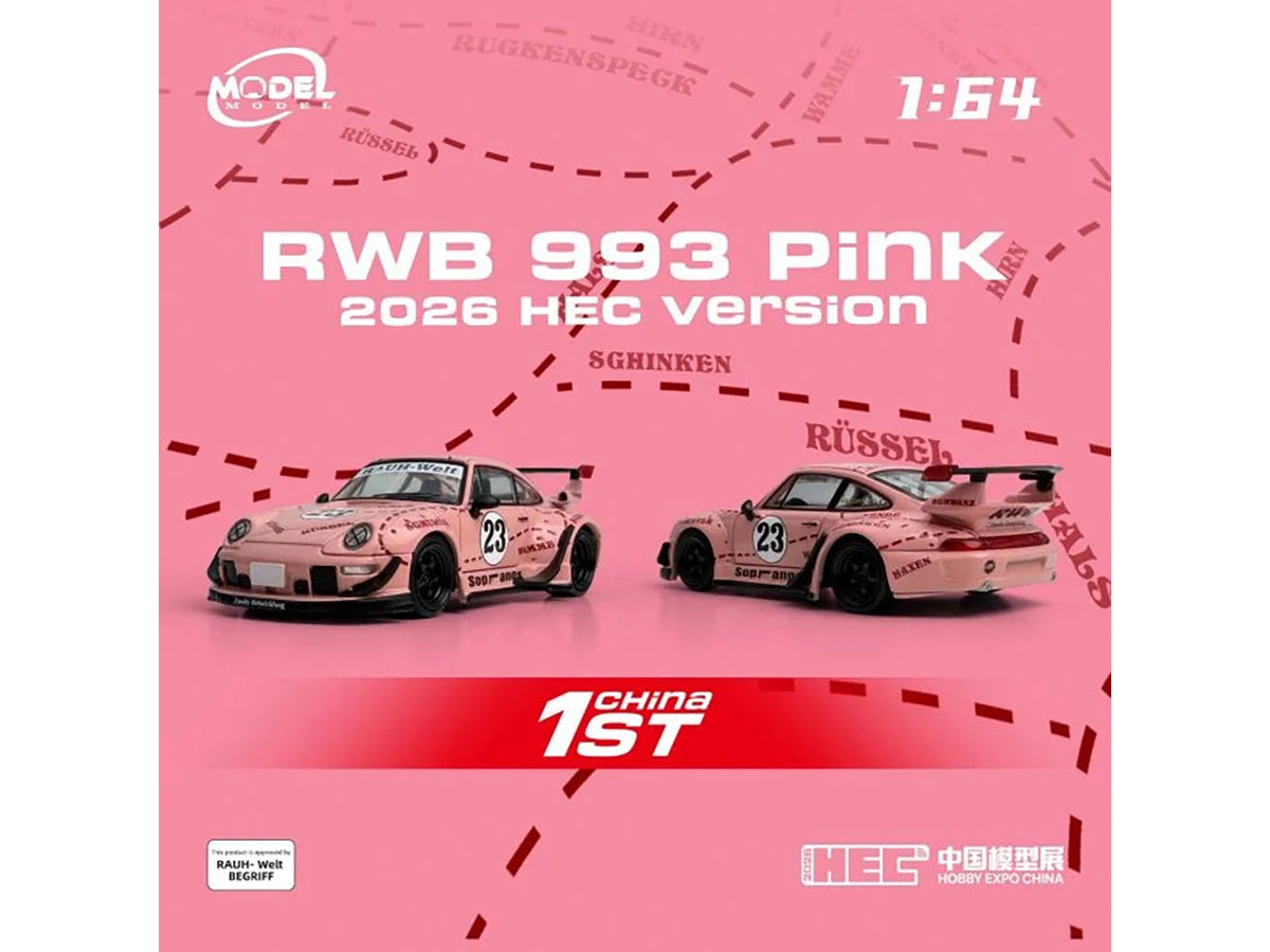 RWB 993 #23 Pink Version with Graphics 1/64 Diecast by Model Model