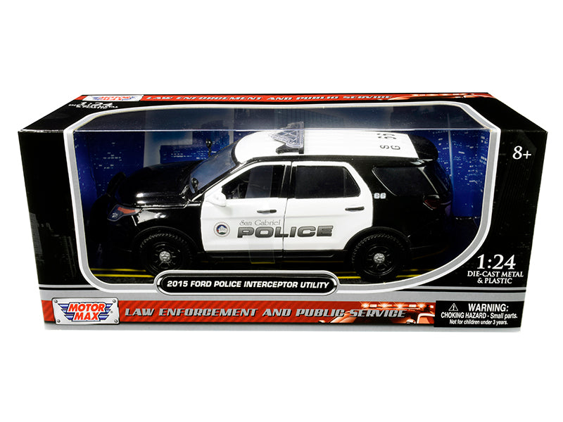 2015 Ford Police Interceptor Utility "San Gabriel Police" (California) Black and White 1/24 Diecast Model Car by Motormax <h2>2015 Motormax</h2> <p>High-quality perfect for collectors enthusiasts. Fea