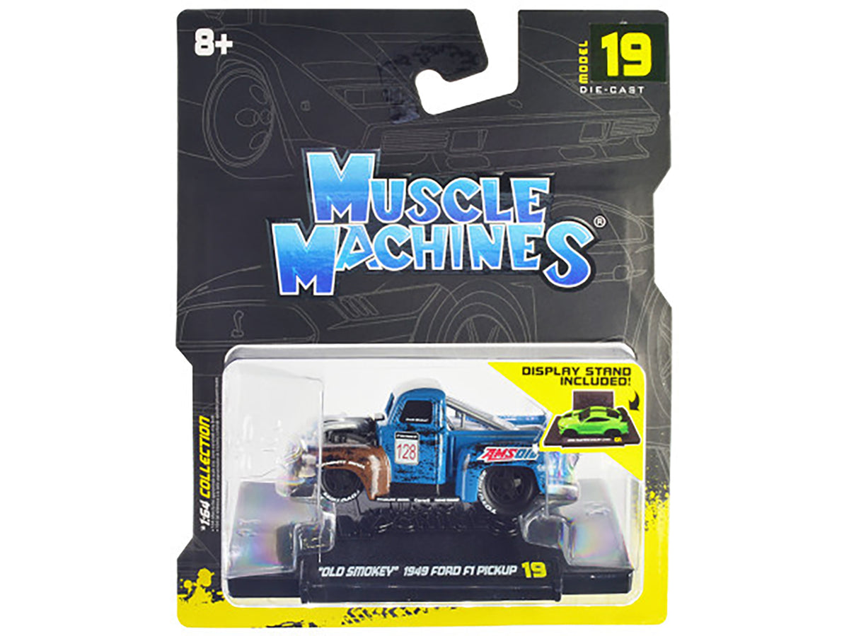 1949 Ford F1 Pickup Truck #128 "Old Smokey" Blue and Brown 1/64 Diecast