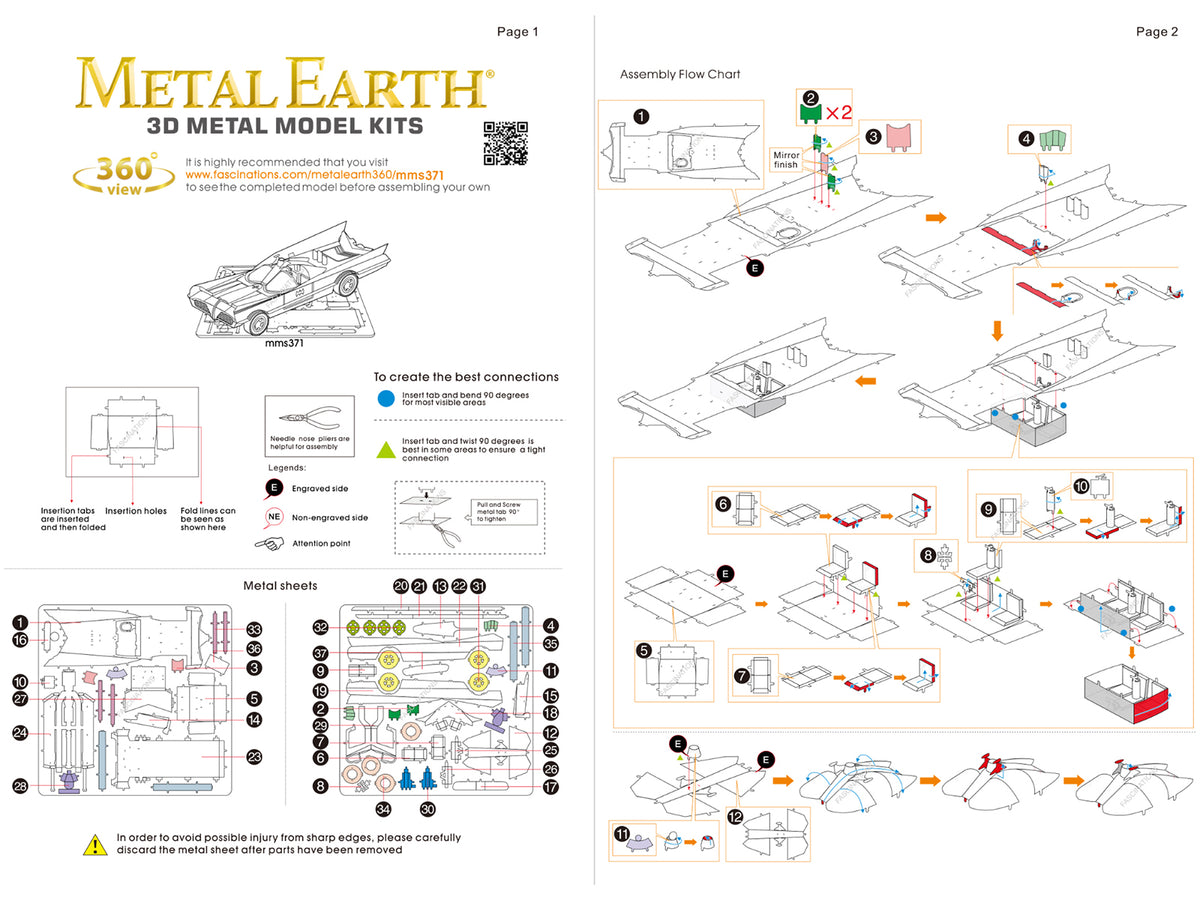 Model Kit 1966 Classic Batmobile "Batman" Steel Model by Metal Earth