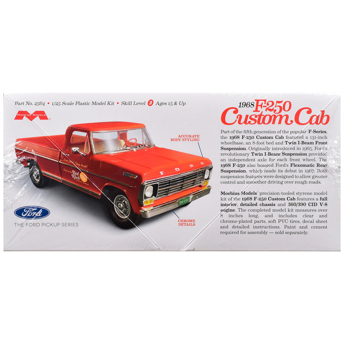 Skill 3 Model Kit 1968 Ford F-250 Custom Cab Pickup Truck 1/25 Scale Model