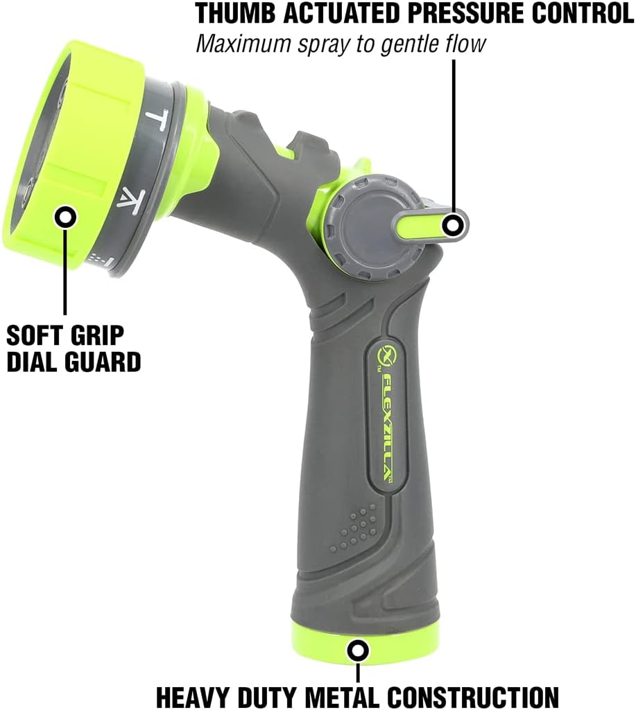 Flexzilla® Heavy Duty 7-Pattern Adjustable Flow Garden Hose Nozzle (Boxed)