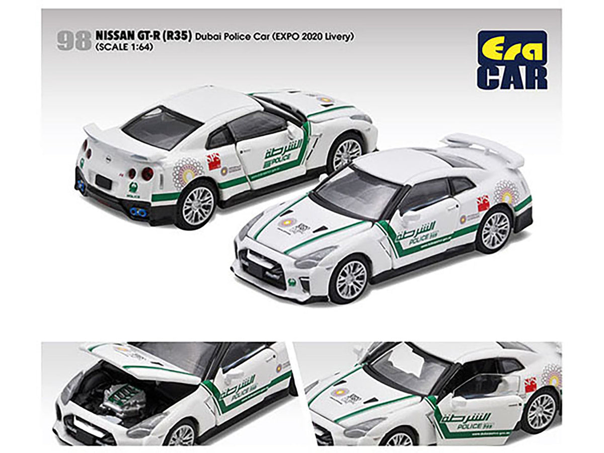 Nissan GT-R White Dubai Police "EXPO 2020" Livery 1/64 Diecast by Era Car