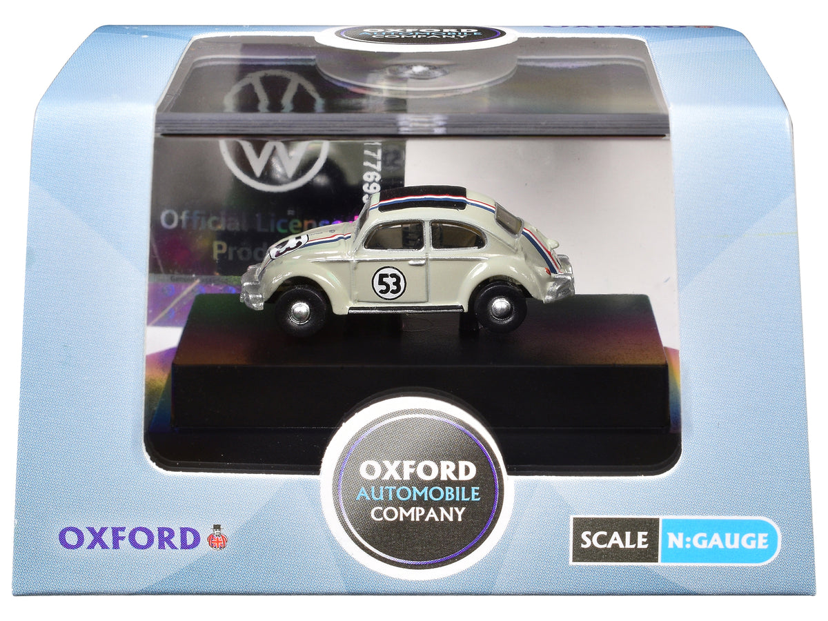 Volkswagen Beetle #53 Beige Stripes 1/148 Diecast Model Car - Oxford Diecast