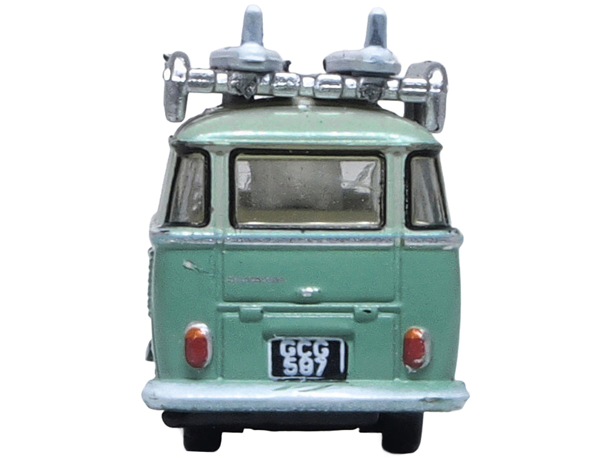 Volkswagen T1 Samba Bus RHD Green Two-Tone 1/148 Diecast Model - Oxford Diecast