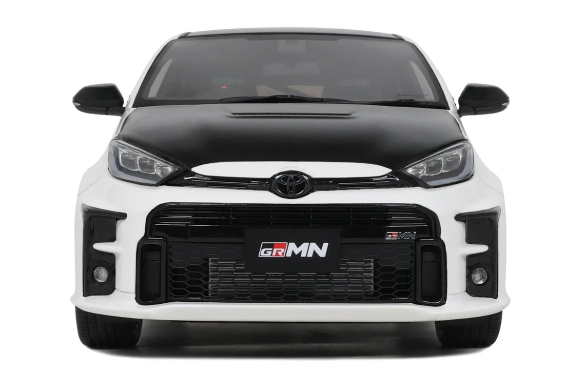 2022 Toyota GRMN Yaris RHD Platinum White Pearl with Black Hood Top 1/18 Model