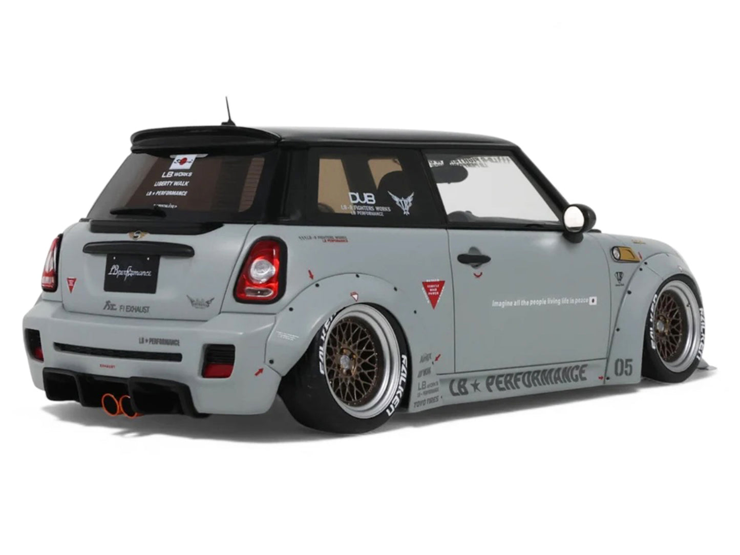 2015 Mini Cooper R56 LB-Works "LB Nation" Gray with Black Top Limited Edition to 999 pieces Worldwide 1/18 Model Car by Otto Mobile T&y