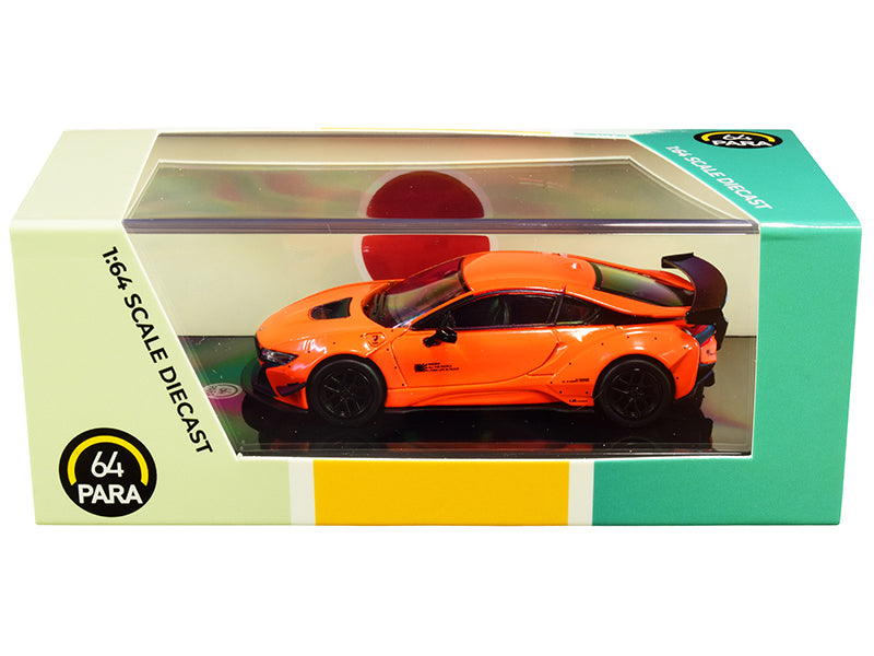 BMW i8 Liberty Walk Orange 1/64 Diecast Model Car - Paragon