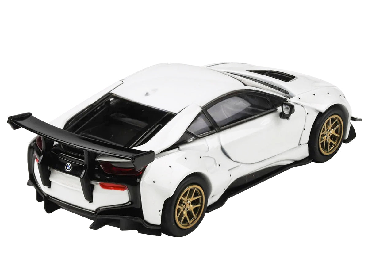 BMW i8 Liberty Walk White Gold Wheels 1/64 Diecast Model Car - Paragon