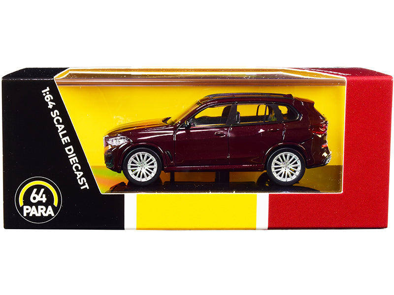 BMW X5 (G05) with Sunroof Ametrine Red Metallic 1/64 Diecast Model Car - Paragon