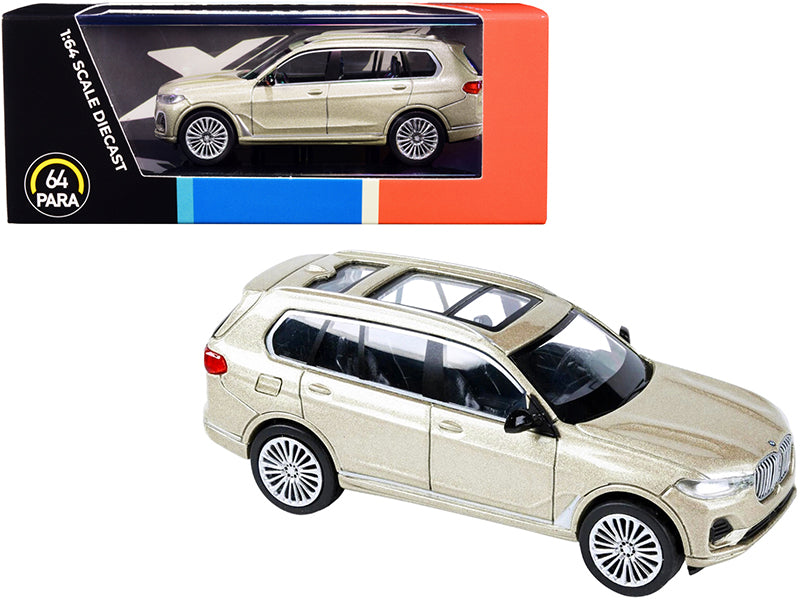 BMW X7 with Sunroof Sunstone Gold Metallic 1/64 Diecast Model Car - Paragon