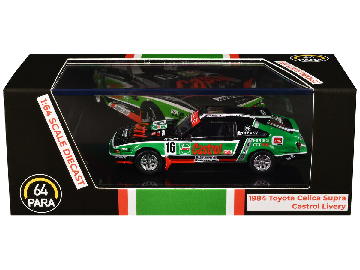 1984 Toyota Celica Supra #16 Black Green 1/64 Diecast Model Car - Paragon