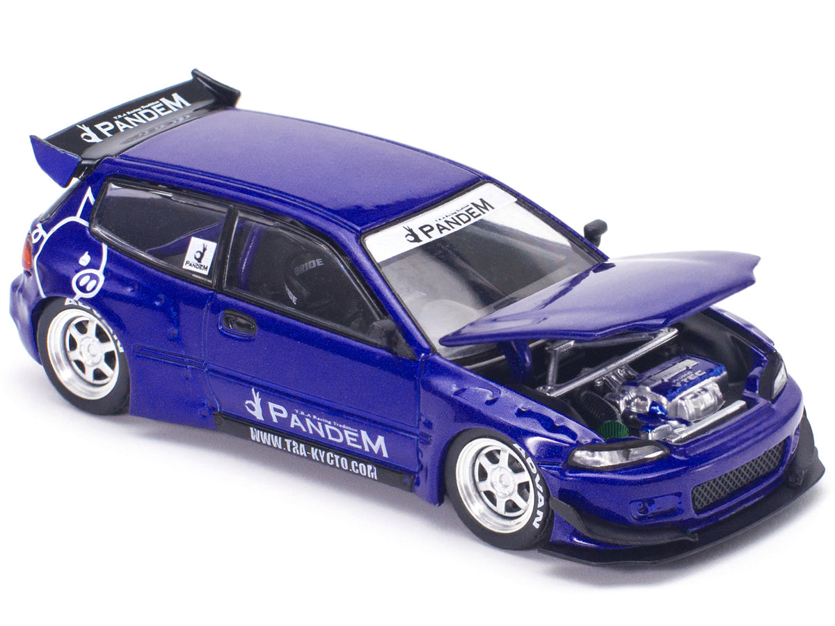 Pandem Civic EG6 RHD Blue Metallic 1/64 Diecast Model Car - Pop Race