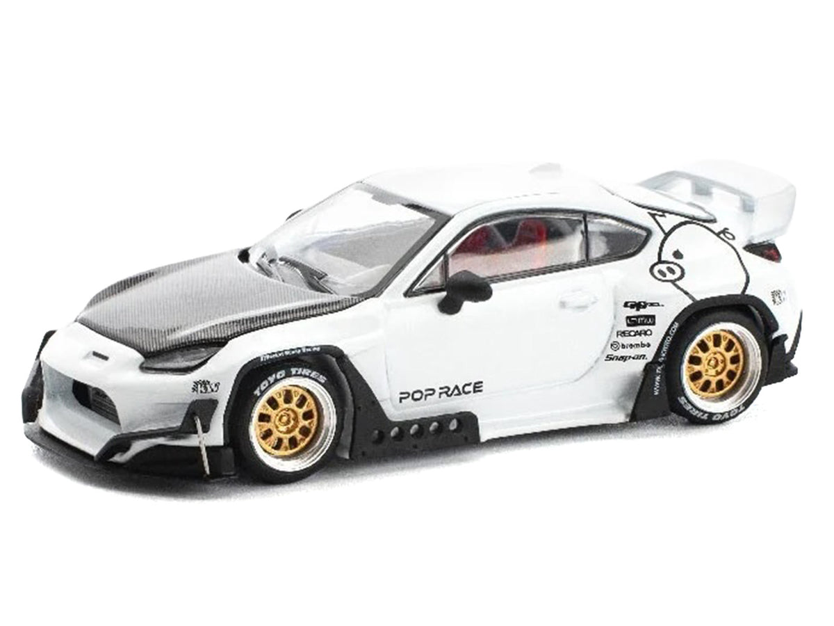 Toyota Pandem GR86 White Carbon Hood 1/64 Diecast Model Car - Pop Race