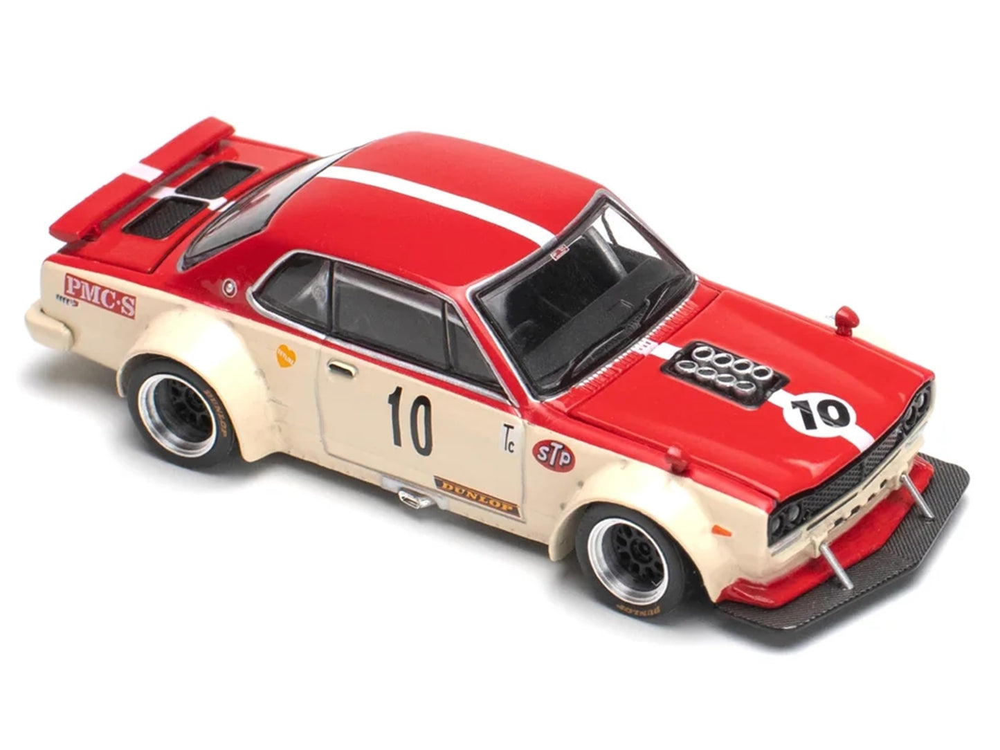 Skyline GT-R V8 Drift "Hakosuka" RHD (Right Hand Drive) #10 "Watanabe" Red and Cream 1/64 Diecast Model Car by Pop Race