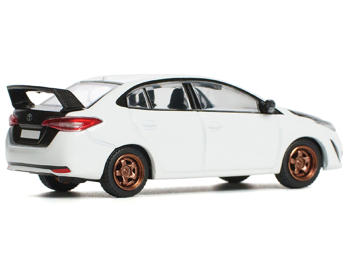 Toyota GR Vios White with Carbon Hood 1/64 Diecast Model Car - Pop Race