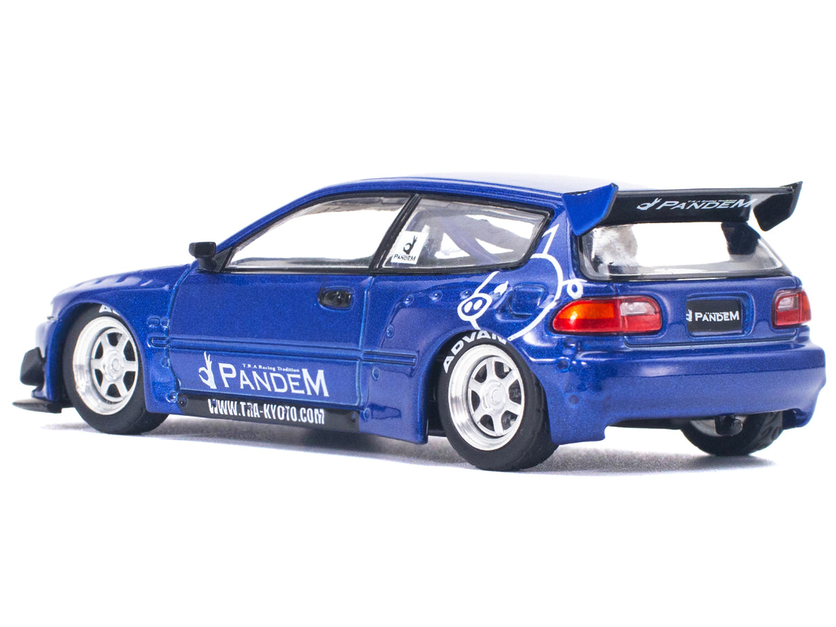 Pandem Civic EG6 RHD Blue Metallic 1/64 Diecast Model Car - Pop Race