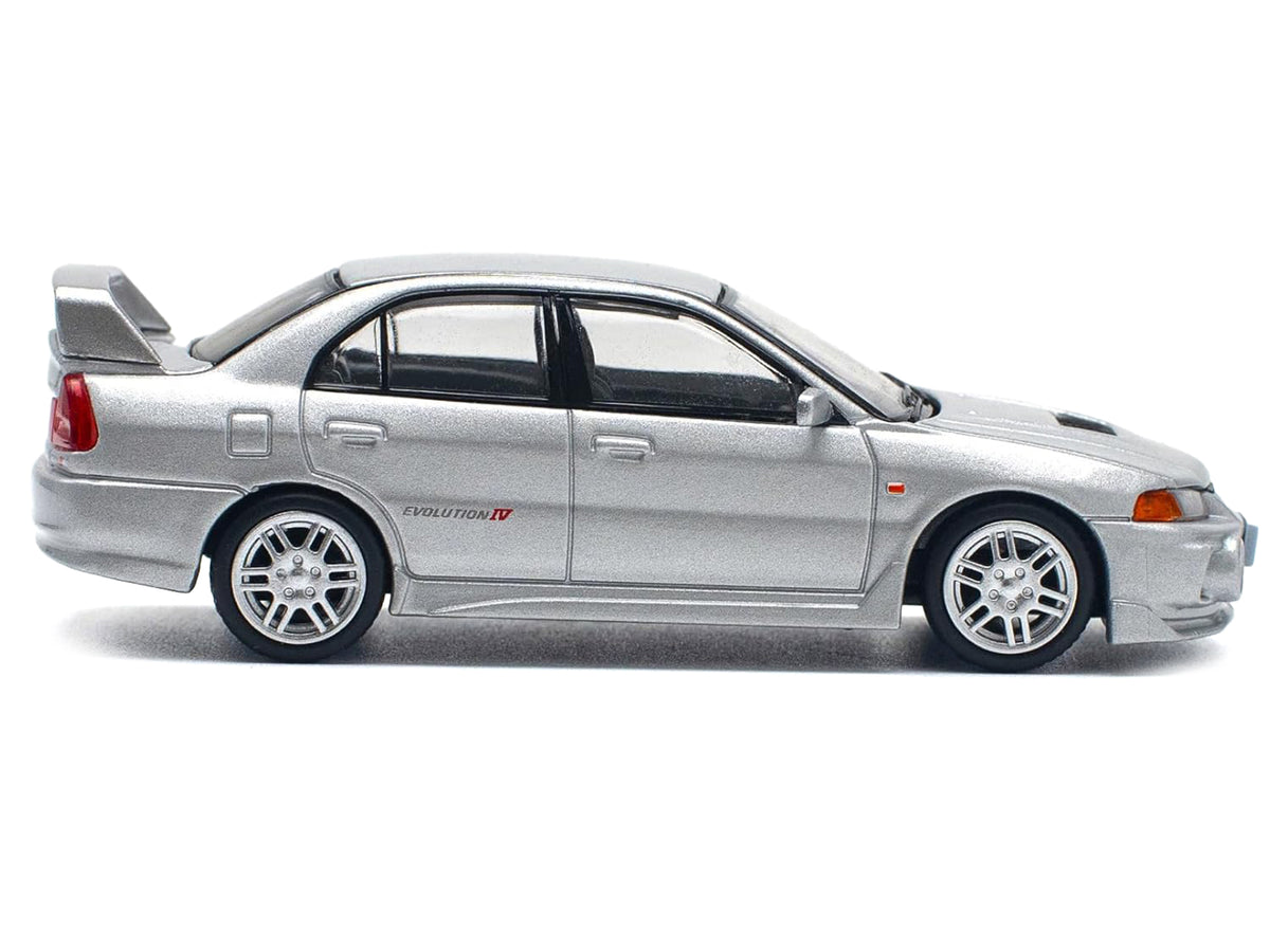 Mitsubishi Lancer Evolution IV RHD Steel Silver Metallic 1/64 Diecast Model Car