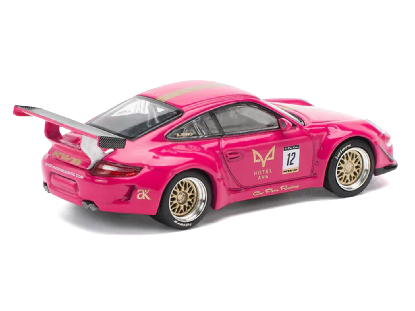RWB 997 #12 "Hotel Ava" Pink Metallic 1/64 Diecast Model Car by Pop Race