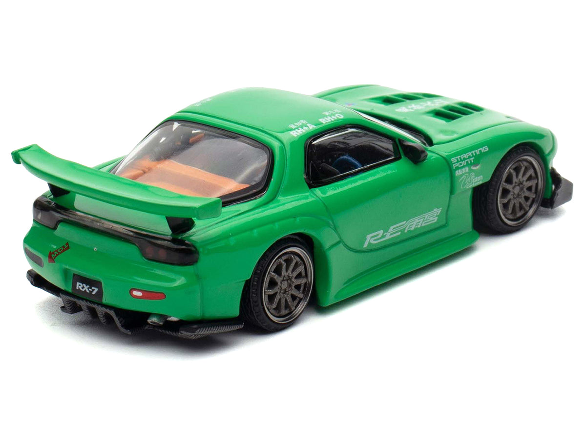 Mazda RX7 "RE Amemiya" Widebody RHD Green 1/64 Diecast Model Car - Pop Race