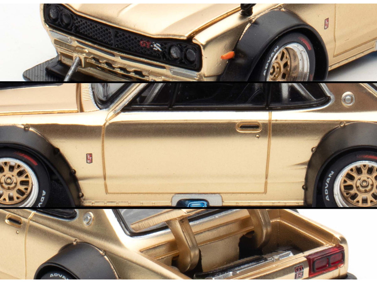 Skyline GT-R V8 Drift "Hakosuka" RHD Gold Metallic 1/64 Diecast Model Car