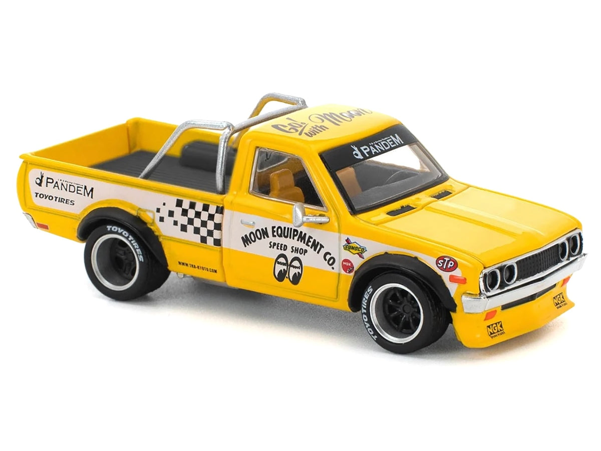 Datsun Pandem 620 Pickup Truck Yellow White Sides 1/64 Diecast Model - Pop Race