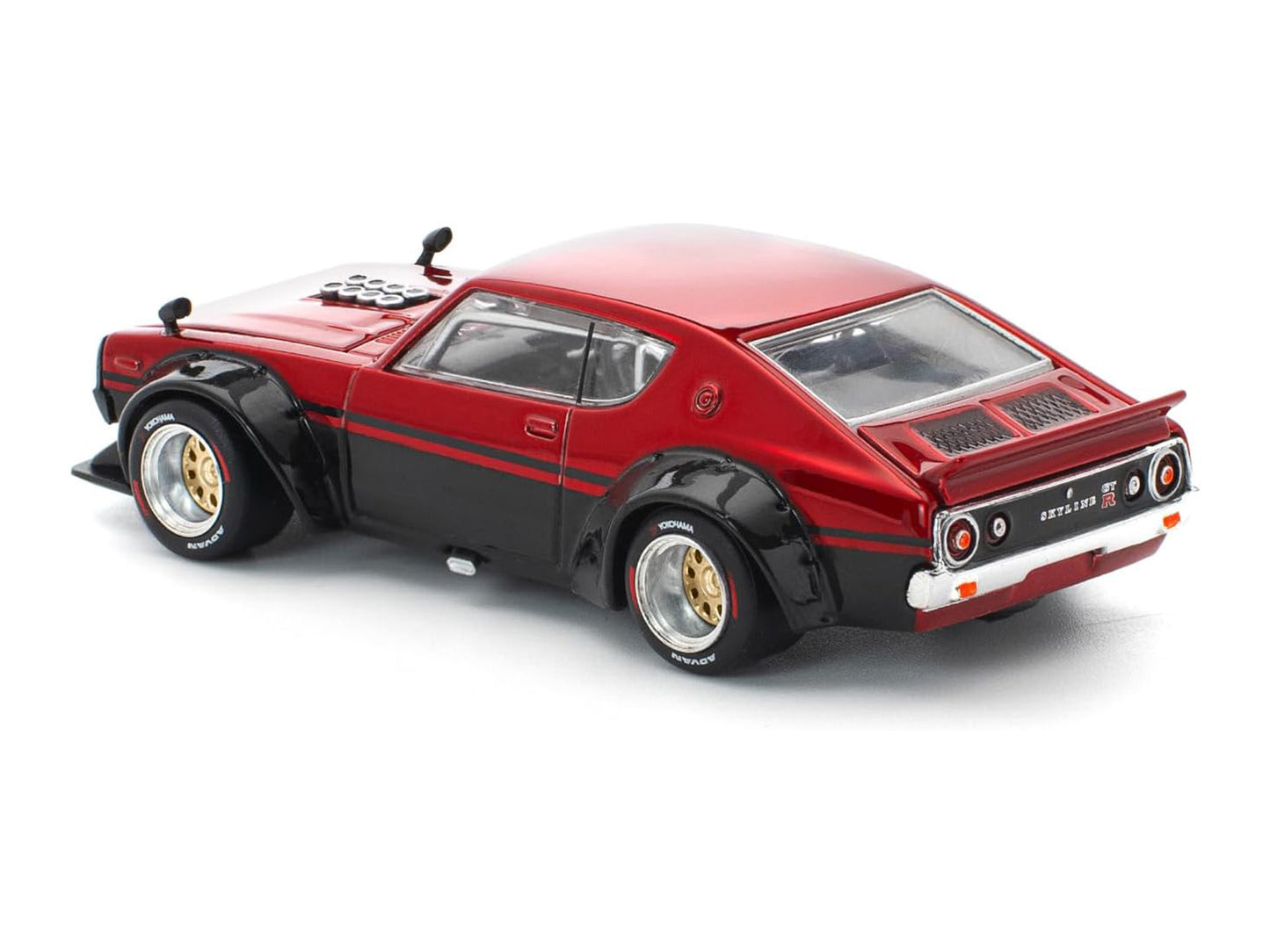 Skyline KPGC110 "Kenmeri" RHD (Right Hand Drive) Red Metallic and Black 1/64 T&y Diecast Model Car by Pop Race