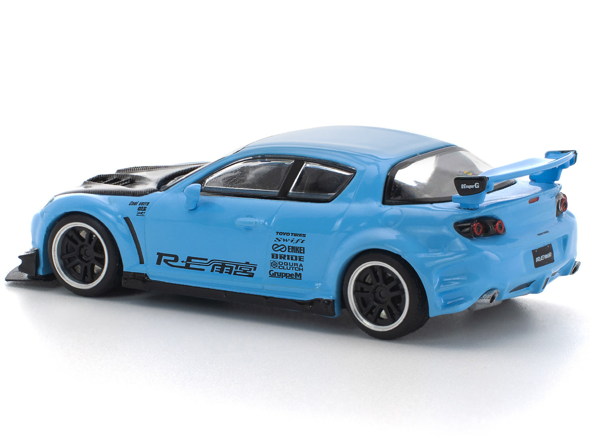 Mazda RX8 RE-Amemiya Widebody RHD Light Blue 1/64 Diecast Model Car - Pop Race
