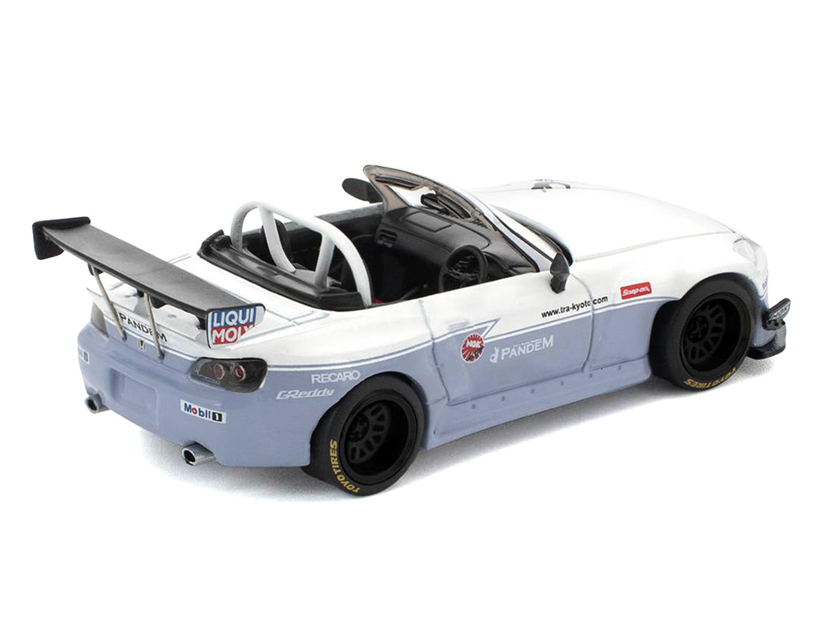 Honda Pandem S2000 RHD White and Blue Gray 1/64 Diecast Model Car - Pop Race