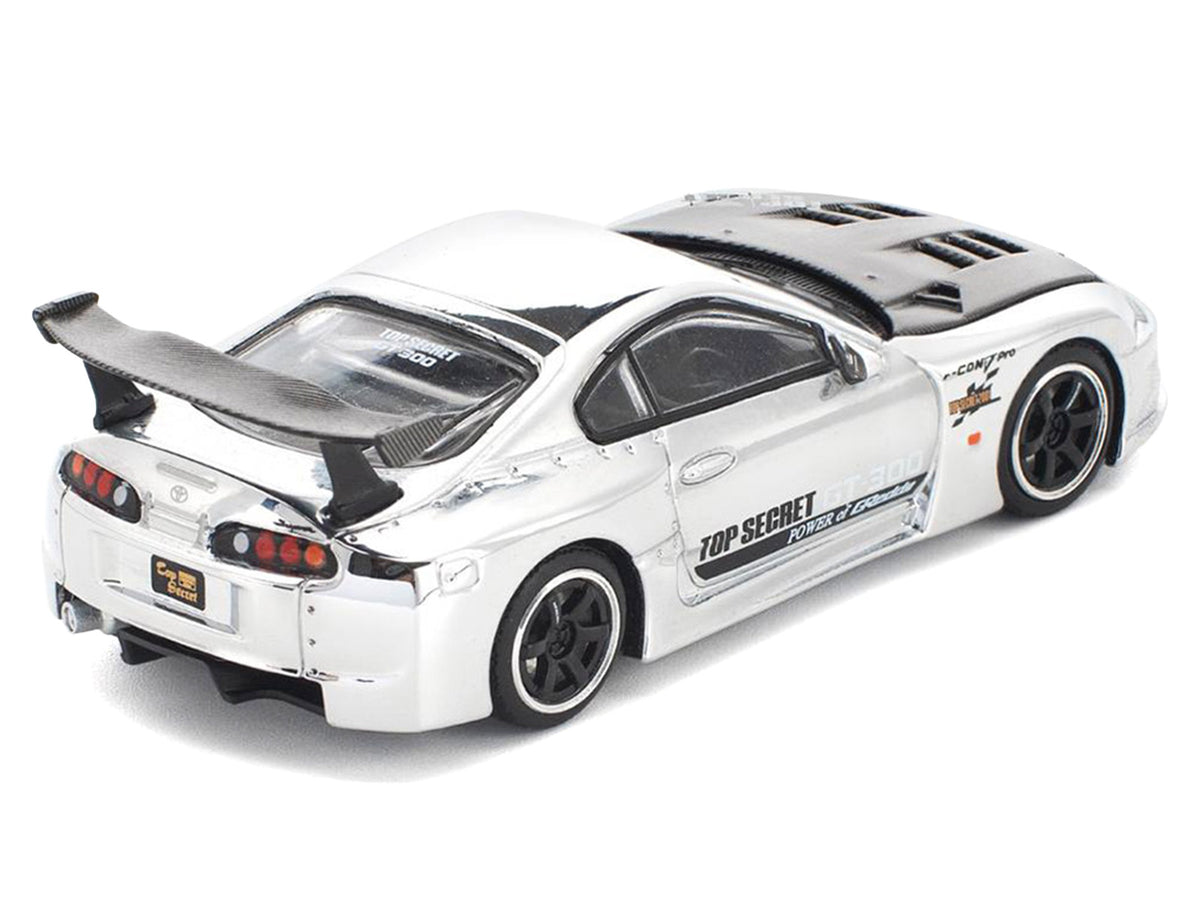 Toyota Supra "Top Secret" GT300 RHD Silver Chrome 1/64 Diecast Model Car