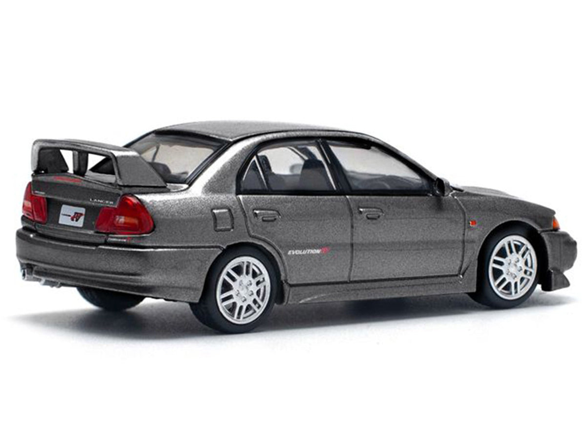 Mitsubishi Lancer Evolution IV RHD Dark Gray Metallic 1/64 Diecast Model Car