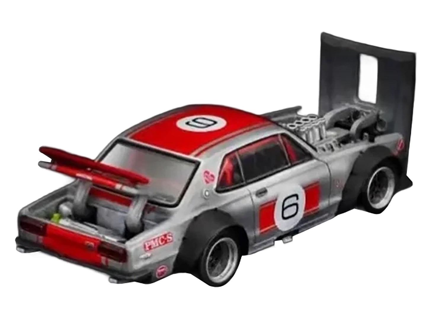 Skyline GT-R V8 Drift RHD #6 Silver Metallic 1/64 Diecast Model Car - Pop Race