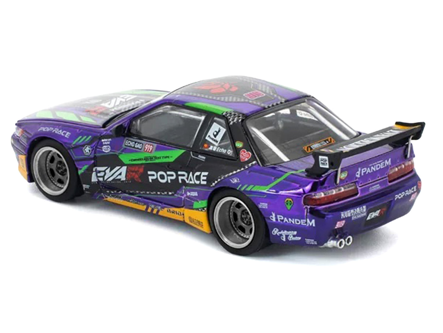 Pandem S13 RHD (Right Hand Drive) "EVA RT Test Type-01" Purple Metallic with Graphics 1/64 Diecast Model Car by Pop Race