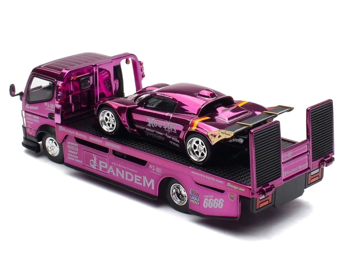 Nissan Pandem Fuso-300 Flatbed Truck RHD Purple 1/64 Diecast Model - Pop Race