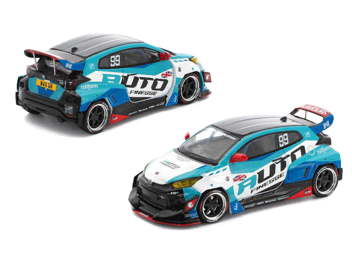 Pandem GR Yaris RHD #99 Blue White Graphics 1/64 Diecast Model Car - Pop Race