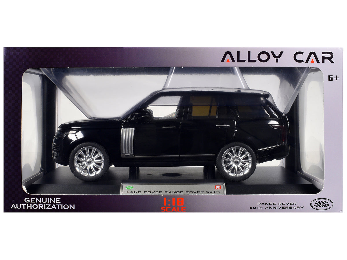 Land Rover Ranger Rover 50th Anniversary Black Metallic with Sunroof 1/18 Diecast Model Car by Heimanba