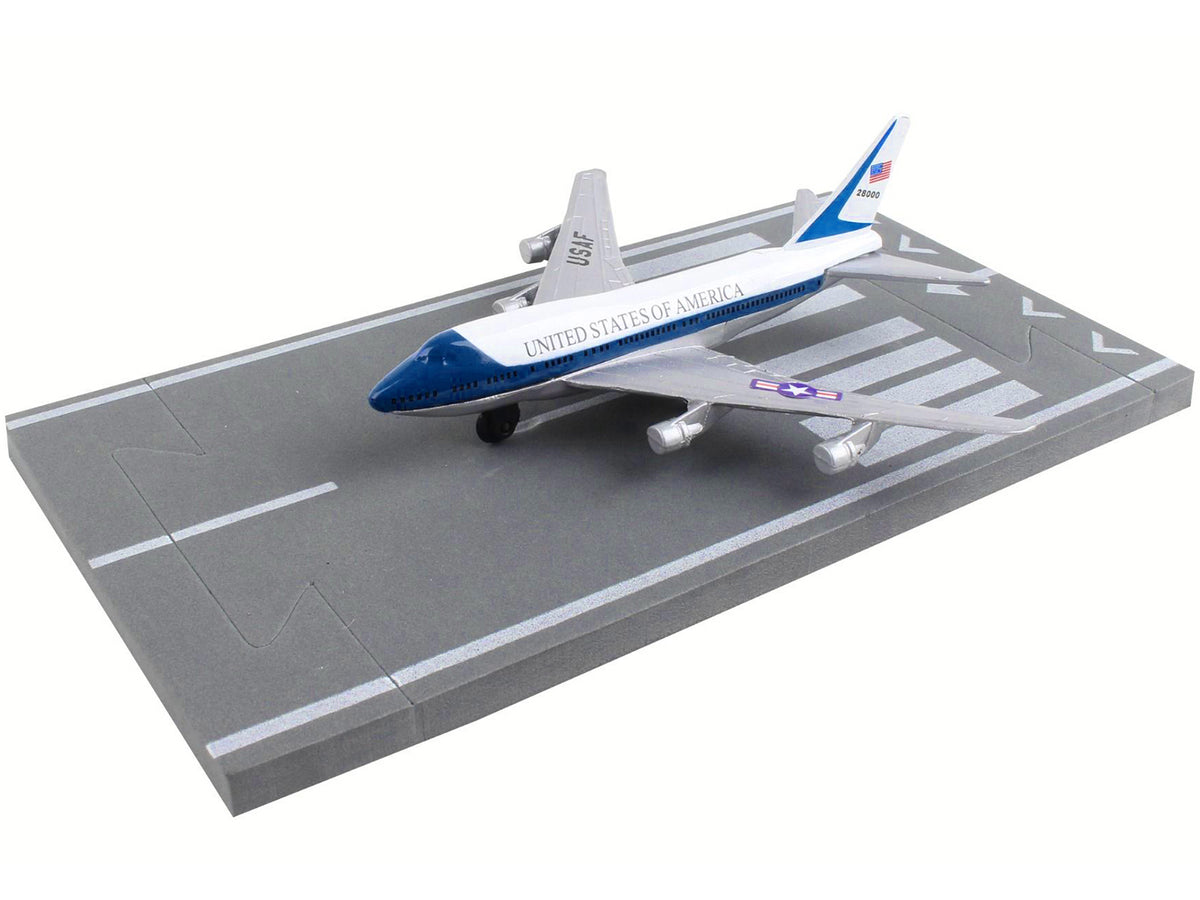 Boeing VC-25 Aircraft White & Blue with Runway Section Diecast Airplane