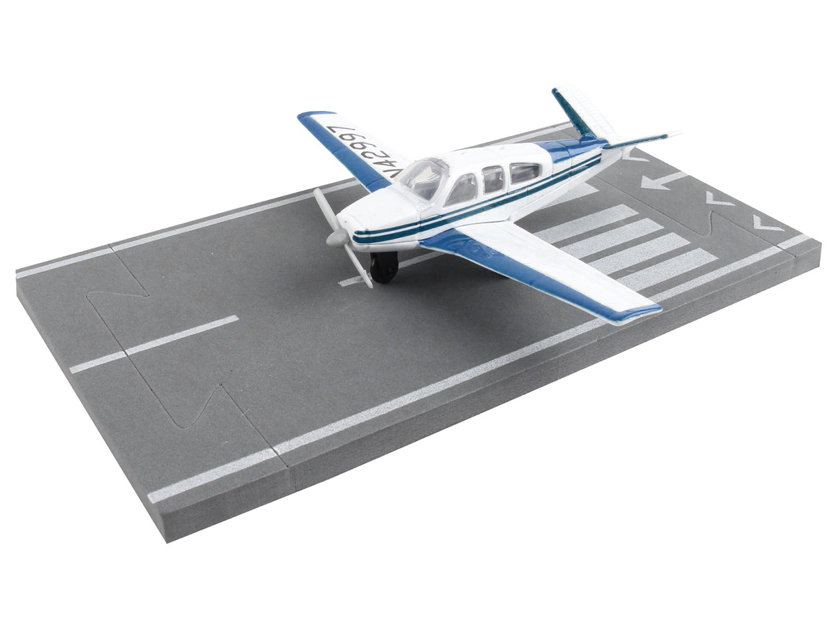 Beechcraft Bonanza Aircraft White with Blue Stripes "N42997" Diecast Airplane