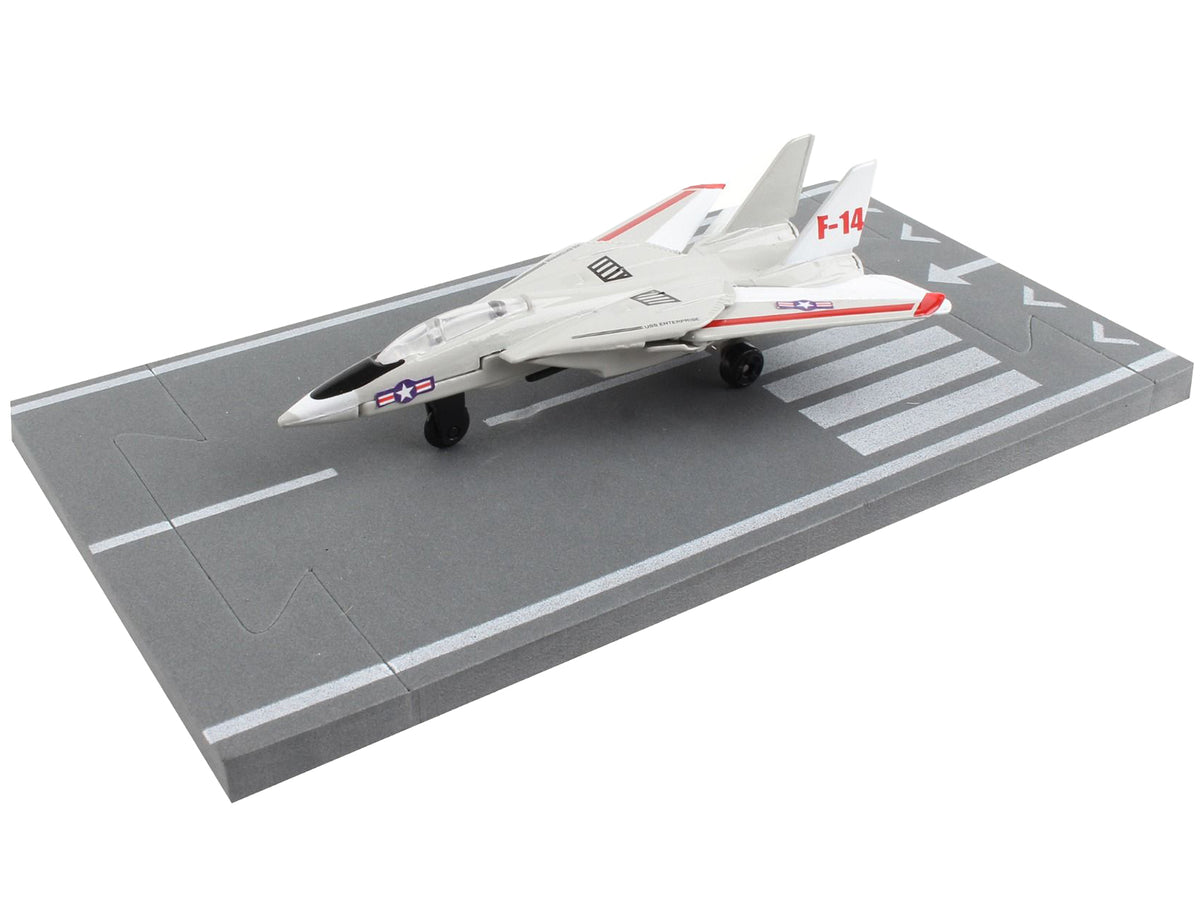 Grumman F-14 Tomcat Fighter Aircraft Gray with Red Stripes Diecast Airplane