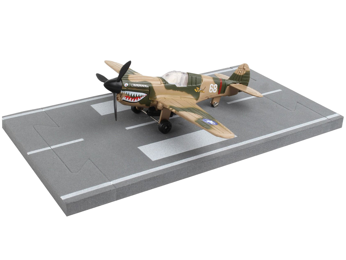Curtiss P-40 Warhawk Fighter Aircraft Camouflage Diecast Airplane by Runway24