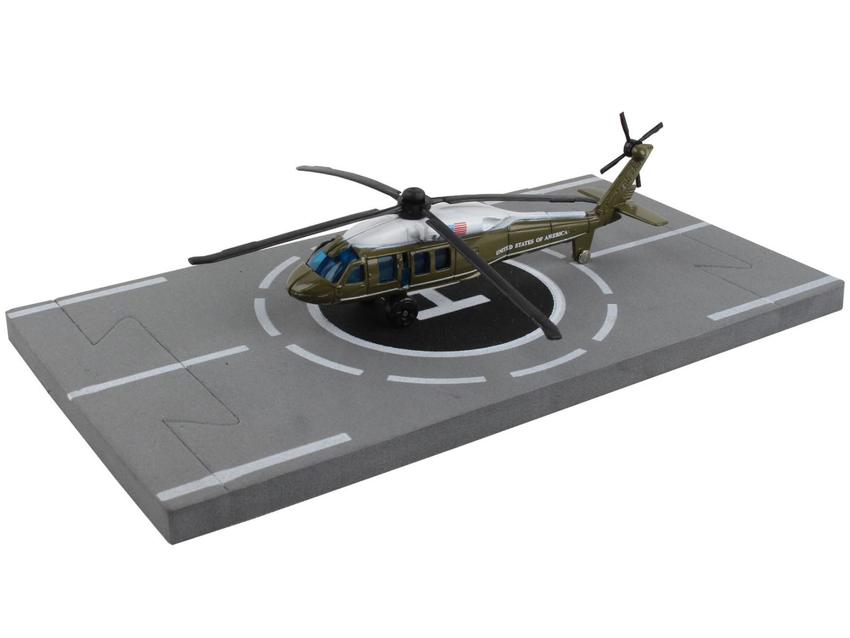 Sikorsky VH-60 White Hawk Helicopter Olive Drab with White Top Diecast