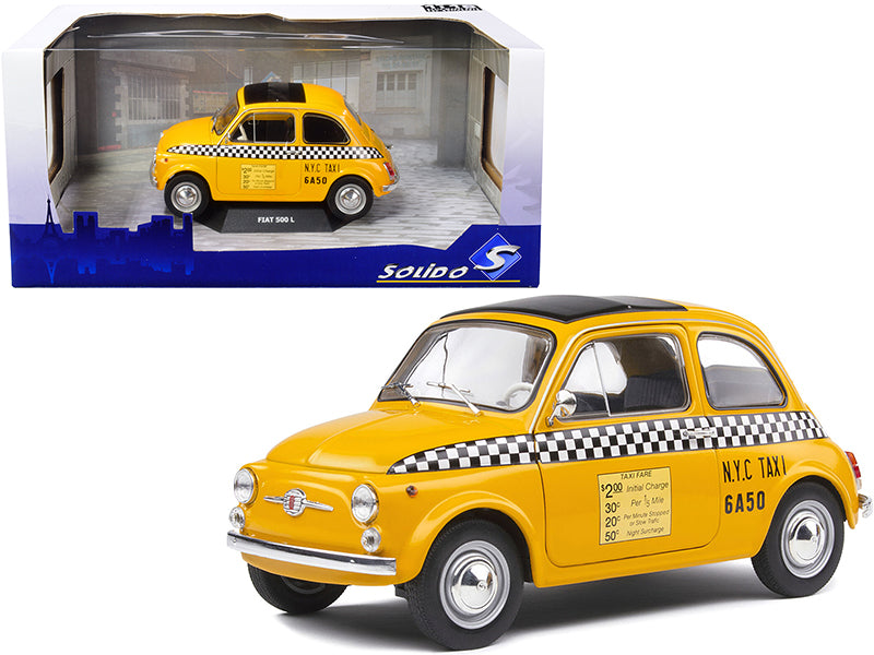 1965 Fiat 500 L "NYC Taxi" New York City Yellow 1/18 Diecast Model Car - Solido