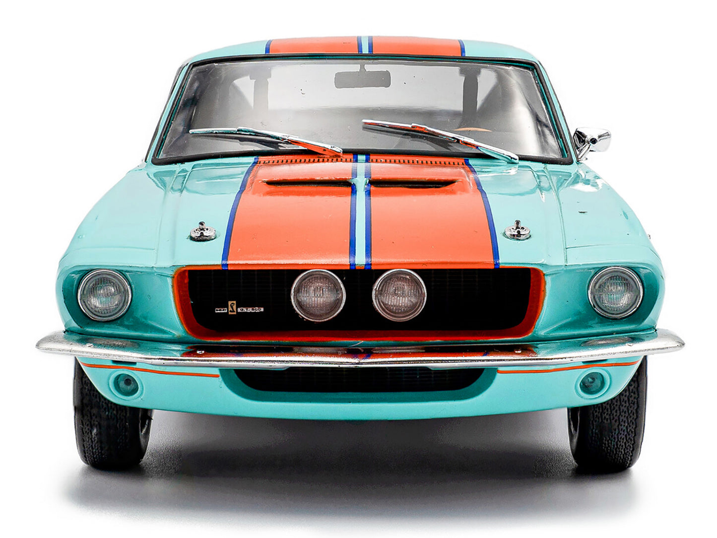 1967 Shelby GT500 #4 "Gulf Racing Tribute" Light Blue with Orange Stripes 1/18 Diecast Model Car by Solido