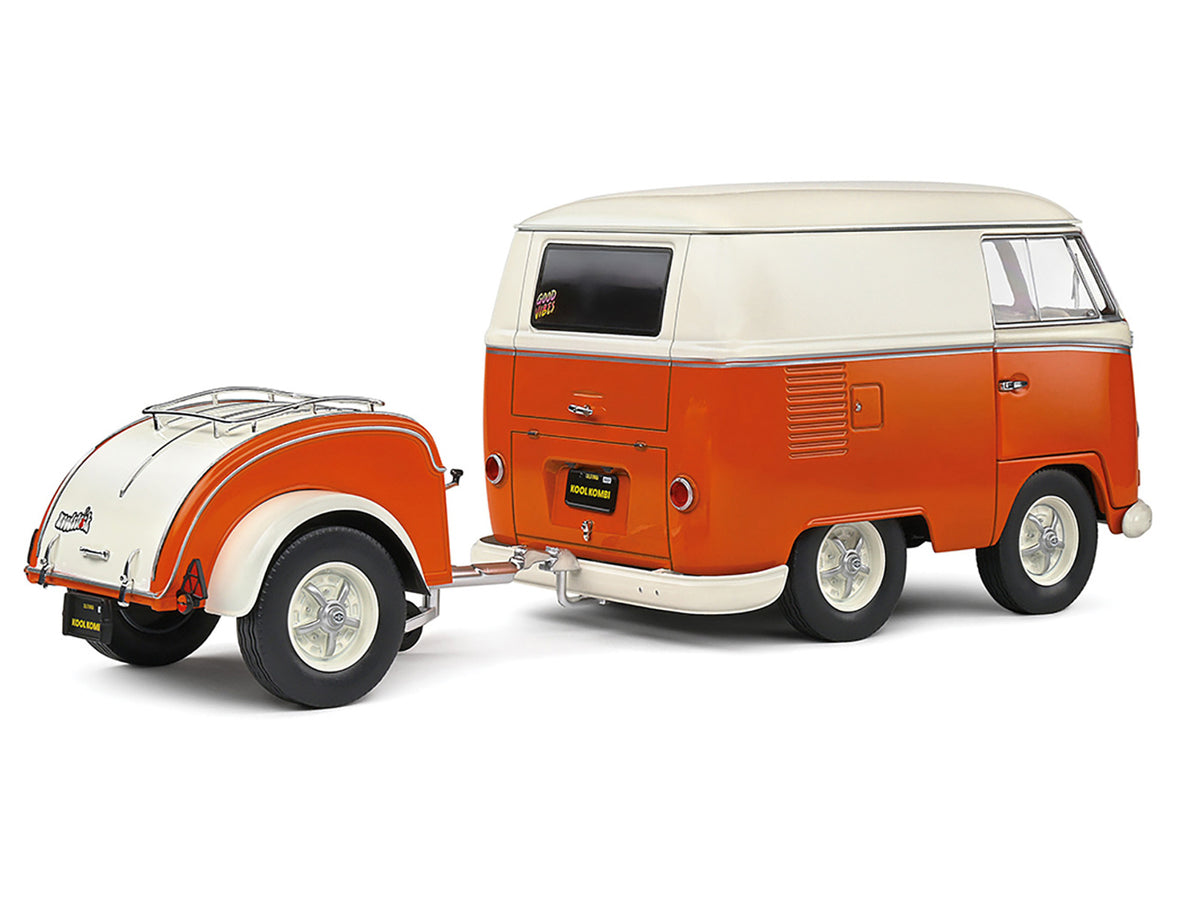 1950 Volkswagen Kool Kombi Van Trailer Orange White 1/18 Diecast Model - Solido